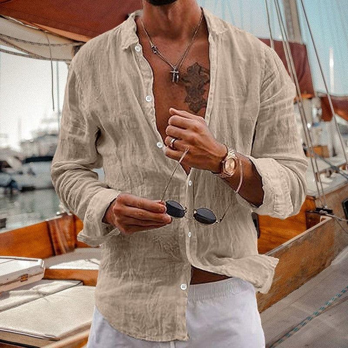 Camisa Manga Longa de Linho Puro 100% - Firenze Luxe