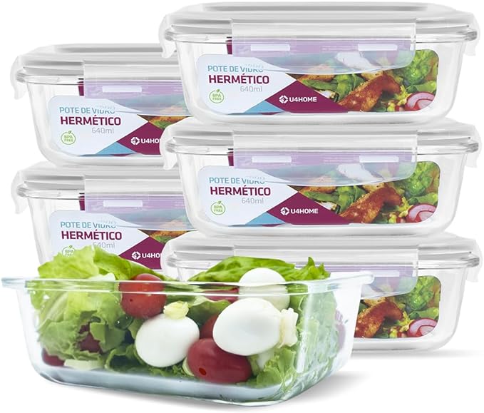 Kit com 15 Potes Herméticos de Vidro + 10 Copos de Vidro Aruba de Brinde 4.9  (319 Ava