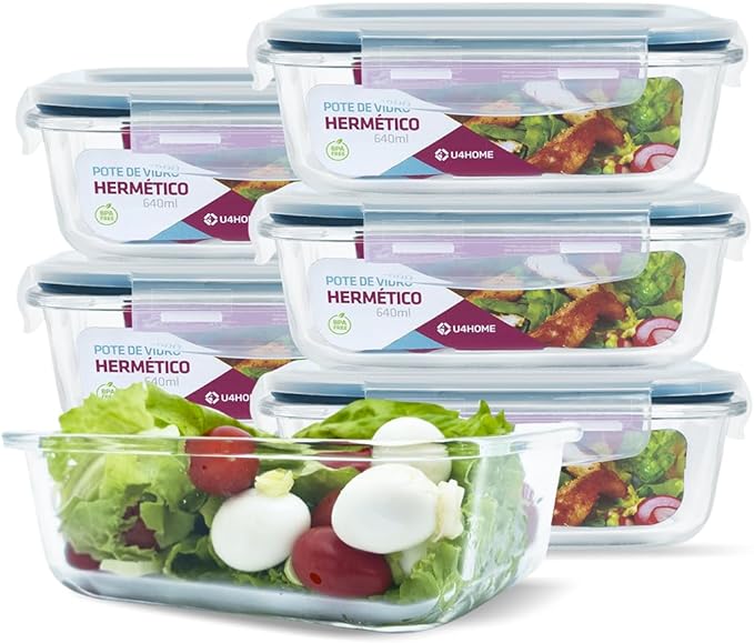 Kit com 15 Potes Herméticos de Vidro + 10 Copos de Vidro Aruba de Brinde 4.9  (319 Ava