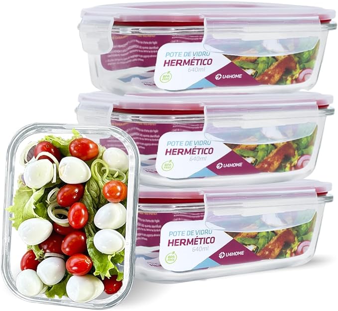 Kit com 15 Potes Herméticos de Vidro + 10 Copos de Vidro Aruba de Brinde 4.9  (319 Ava