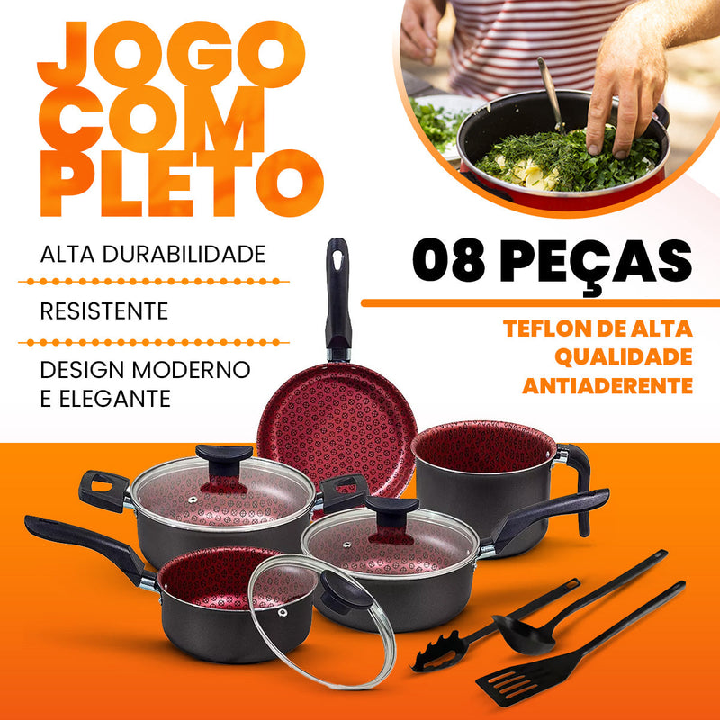 Jogo de Panelas Antiaderente 8 Peças Disegno - Teflon